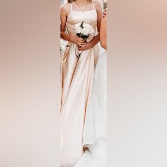 Gold satin bridesmaid dress - Picture 2 of 2